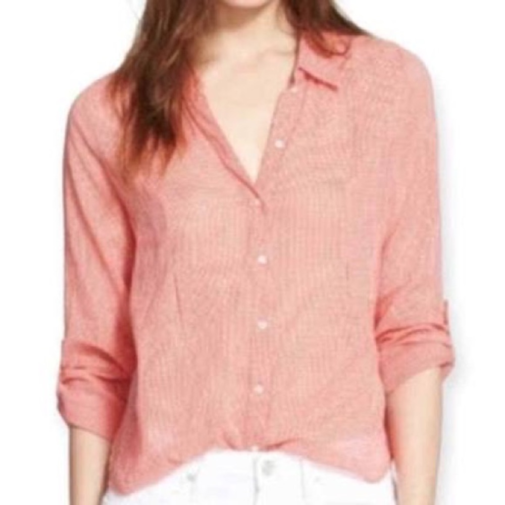 Joie Yavina Gingham Button Down Shirt Top size xxs